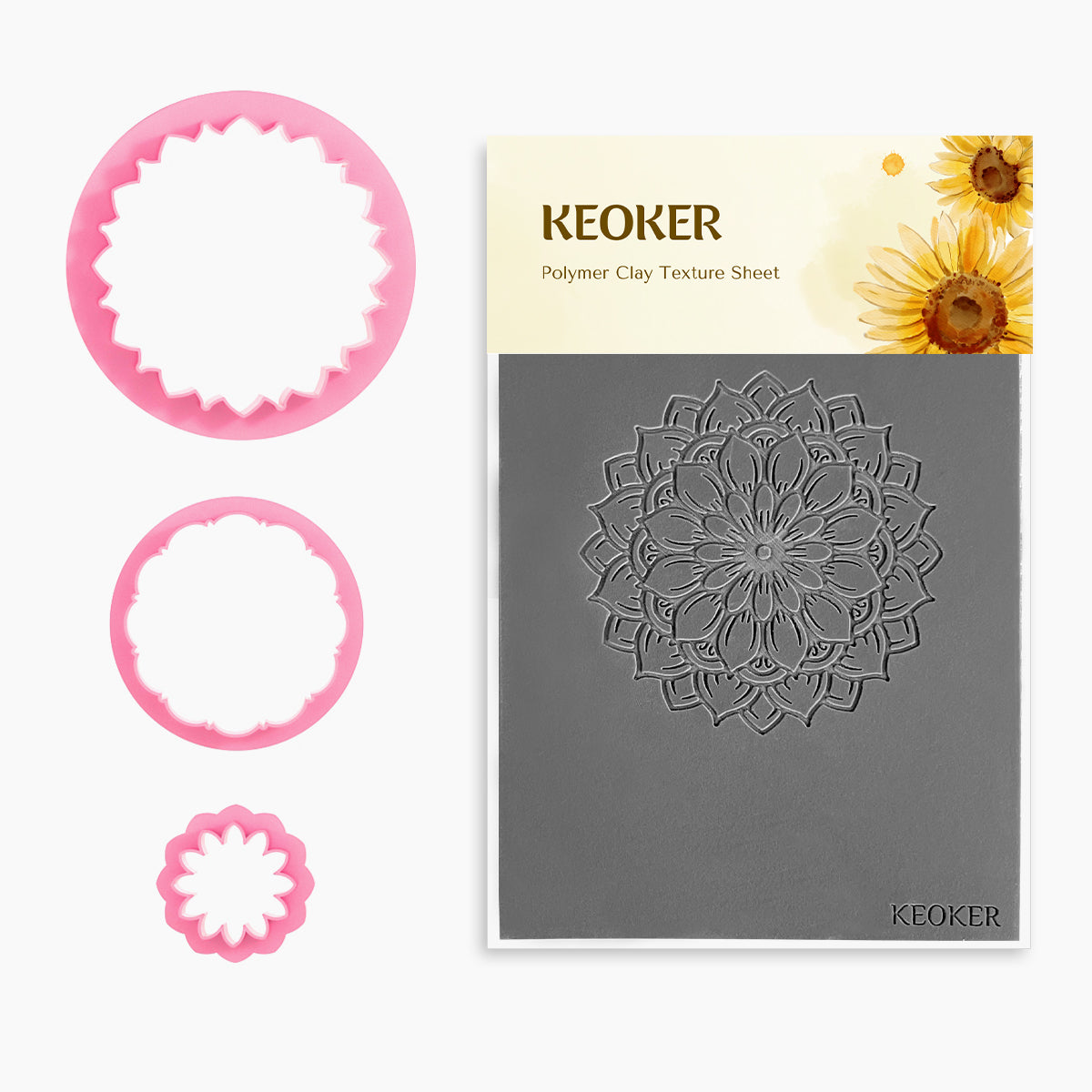 KEOKER Mandala Polymer Clay Cutters & Texture Mats For Clay