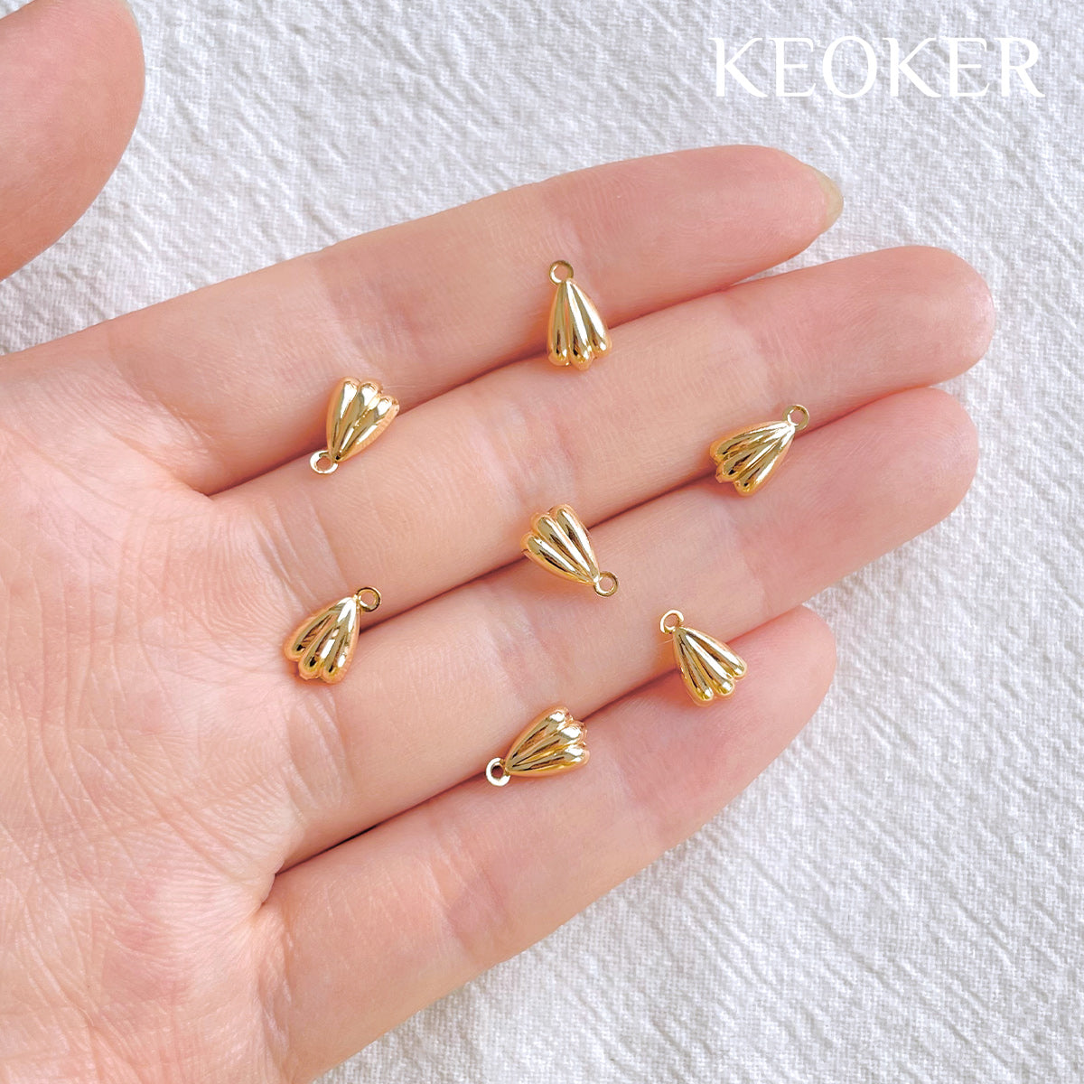 KEOKER 14K Gold Filled Shell Earring Post with Loop (10 PCS)