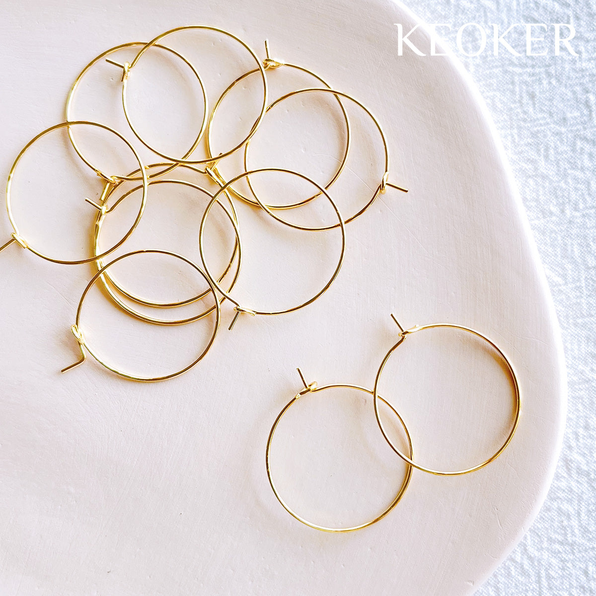 Aros para pendientes de 25 mm rellenos de oro de 14 quilates de KEOKER (20 piezas)