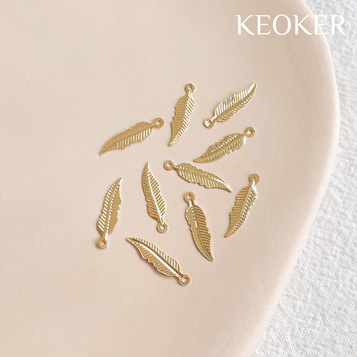 KEOKER 14K Gold Filled Feather Pendant (10 PCS)