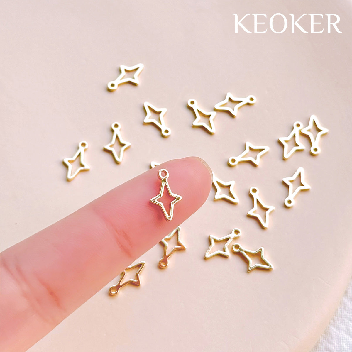 KEOKER 14K Gold Filled Star Charm With Loop (10 PCS)