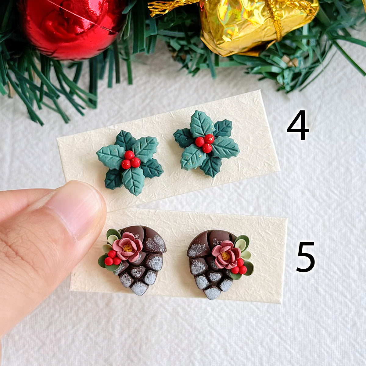 KEOKER Christmas Polymer Clay Stud Earrings