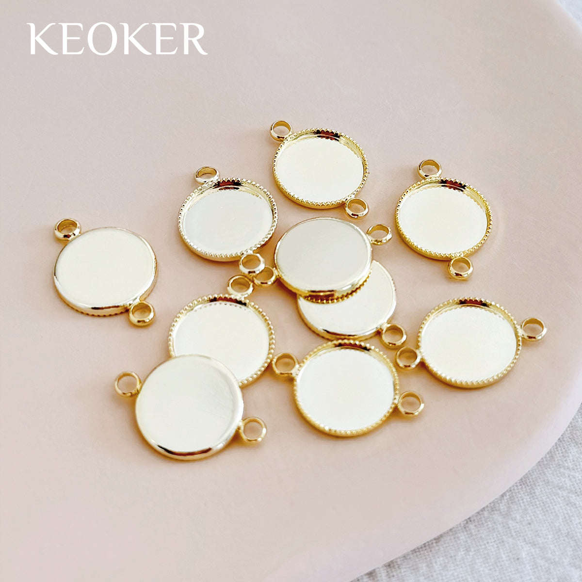 KEOKER 14K Gold Filled Round Pendant Base Inner 12mm (10 PCS)