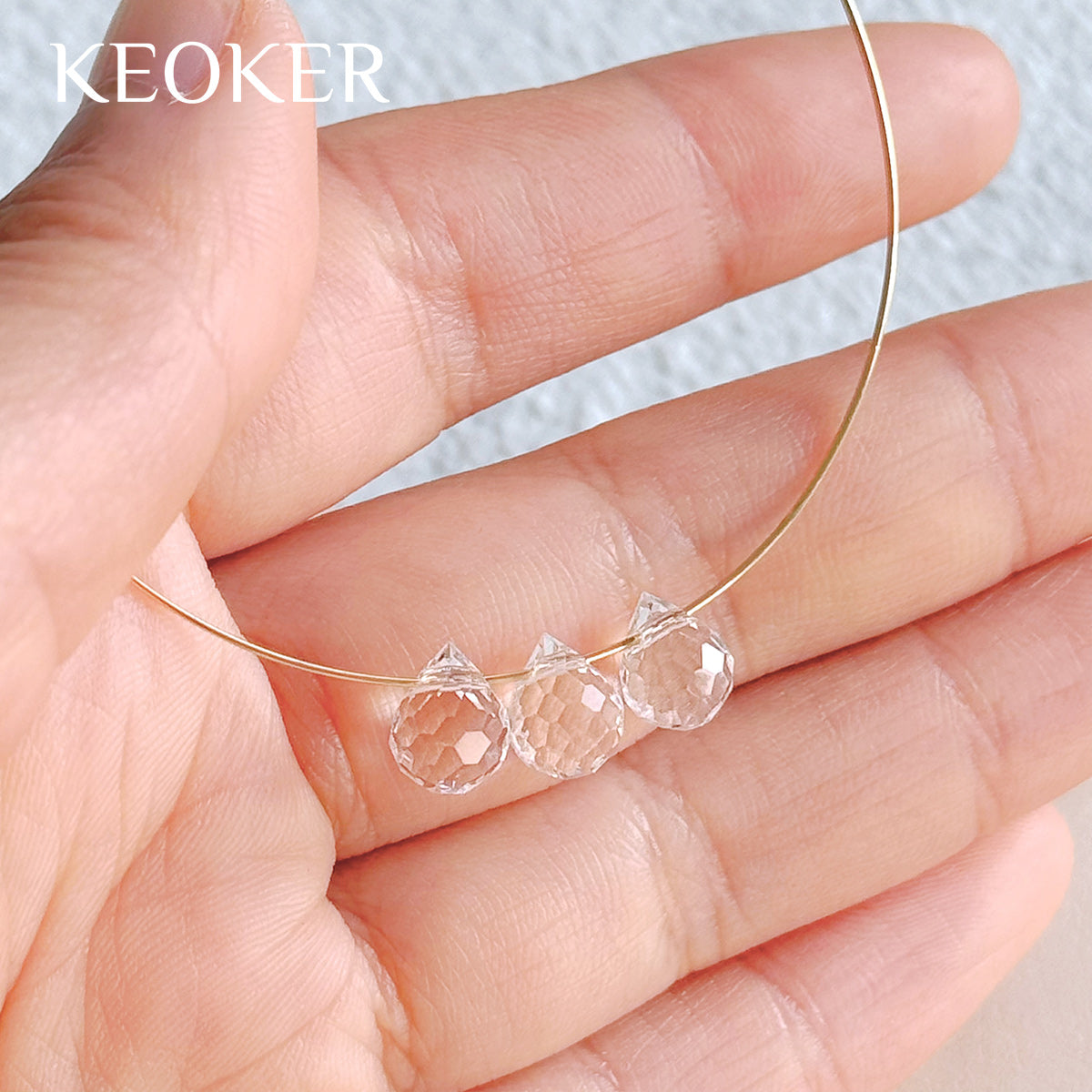 KEOKER 6x8mm Clear Teardrop Glass Crystal Beads (90 PCS)