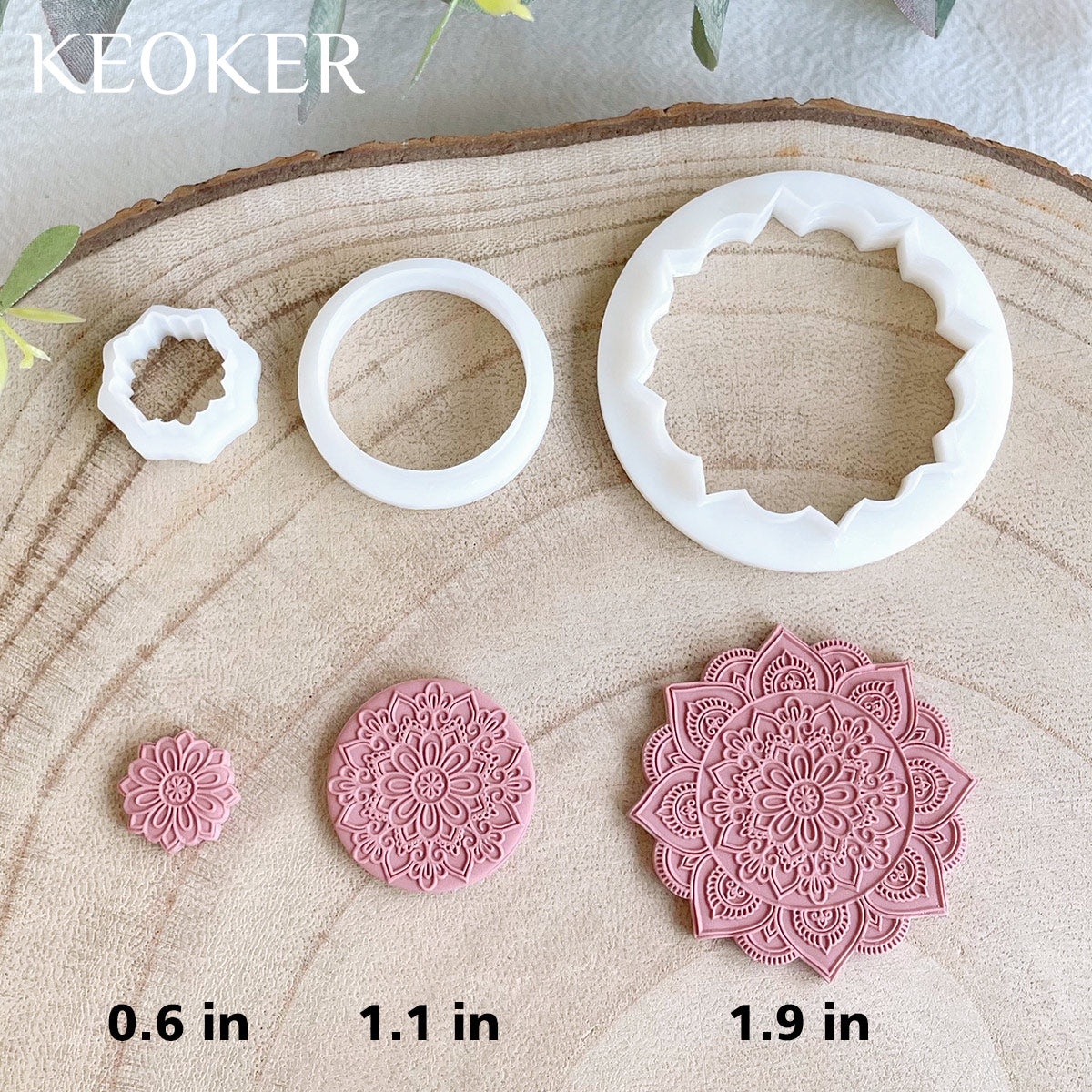 KEOKER Mandala Polymer Clay Cutters & Texture Mats For Clay