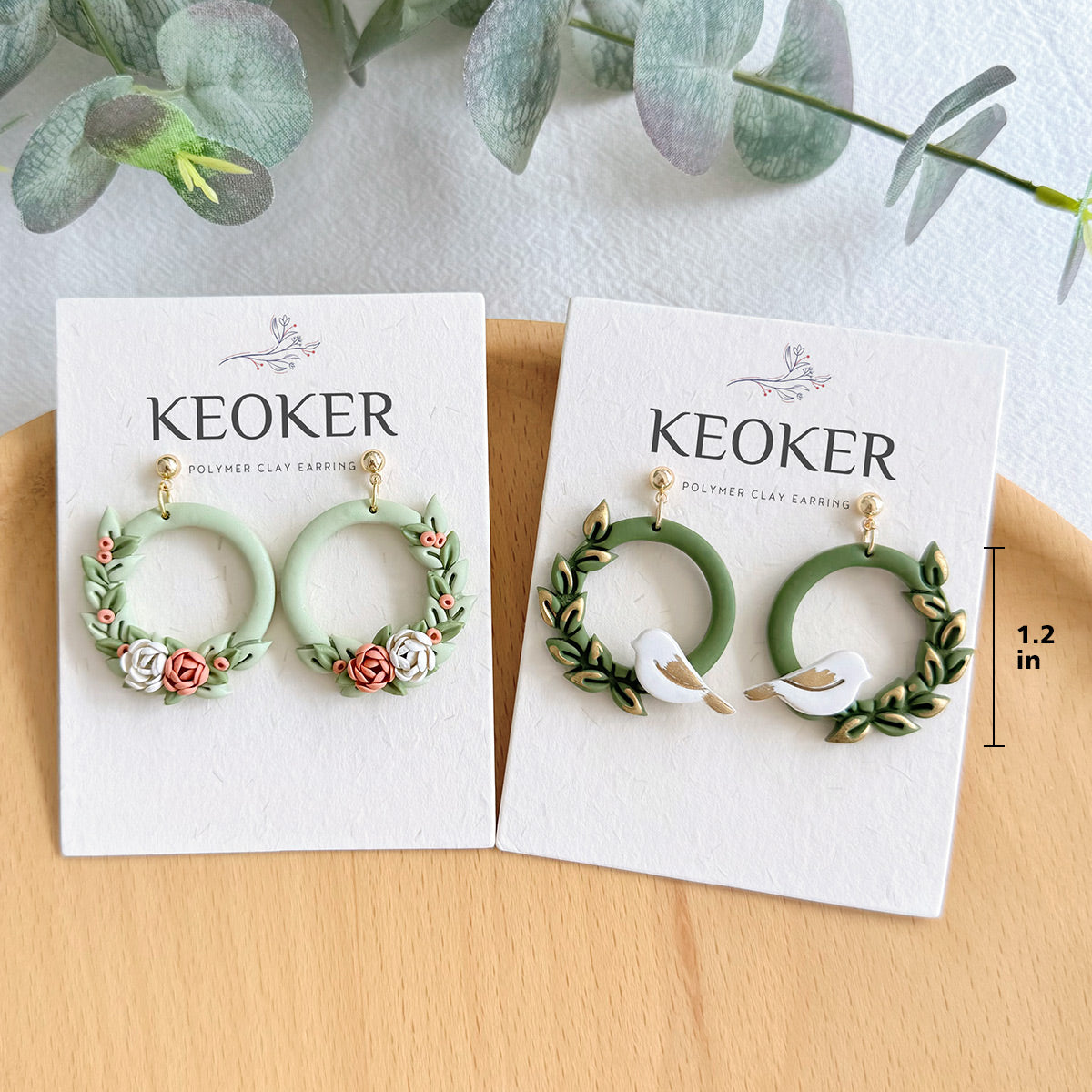 KEOKER Leaf Wreath Polymer Clay Earrings