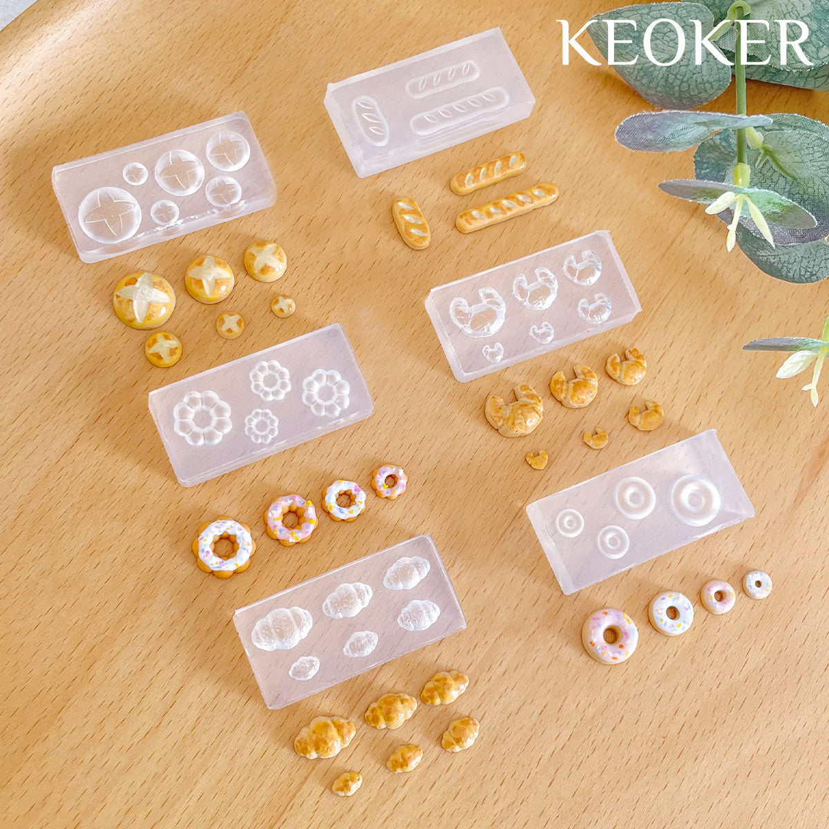 KEOKER Dessert & Bread Polymer Clay Molds and Charcuterie Boards Clay Cutters