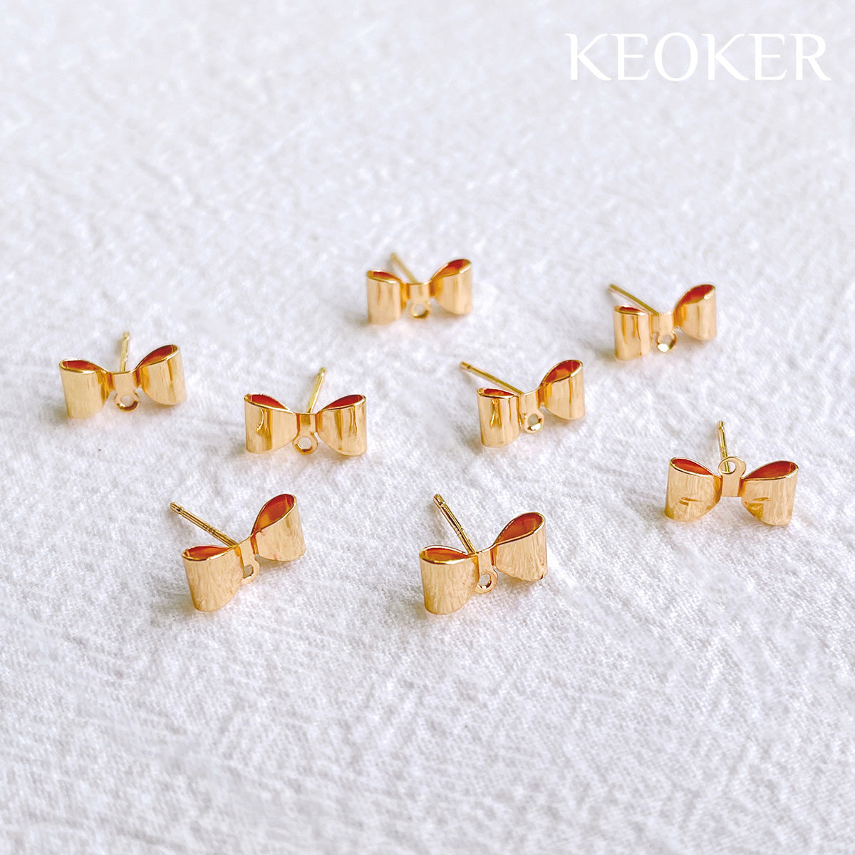 KEOKER S925 Silver Post 14K Gold Filled Bow Studs (4 PCS)