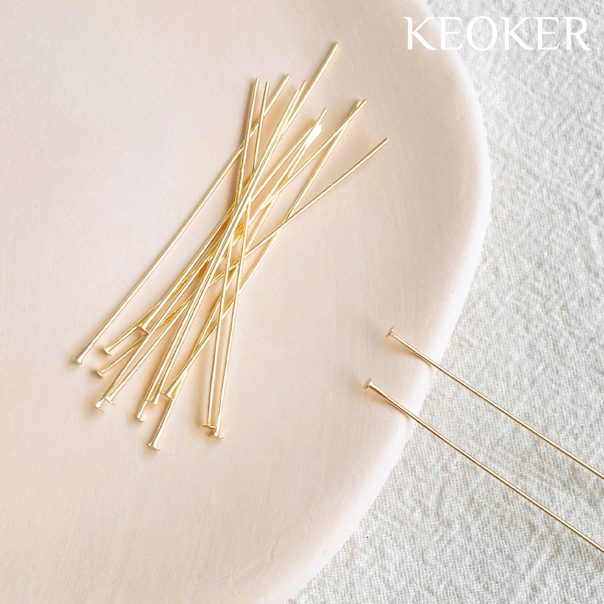 KEOKER 14K Gold Filled Flat Head Pins (50pcs)