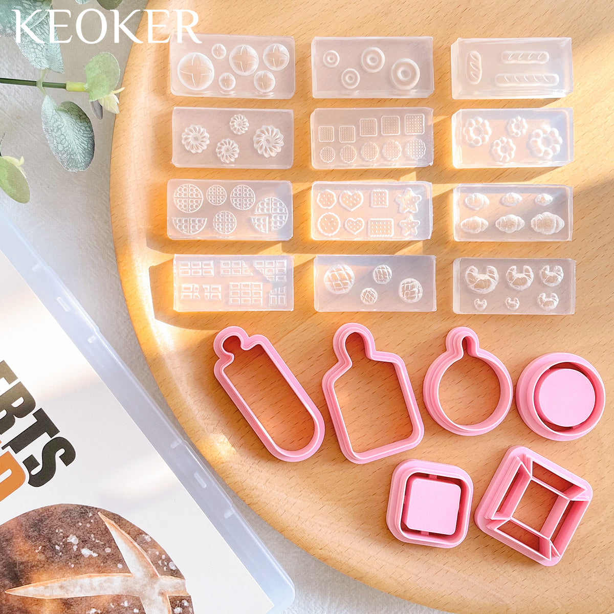 KEOKER Dessert & Bread Polymer Clay Molds and Charcuterie Boards Clay Cutters