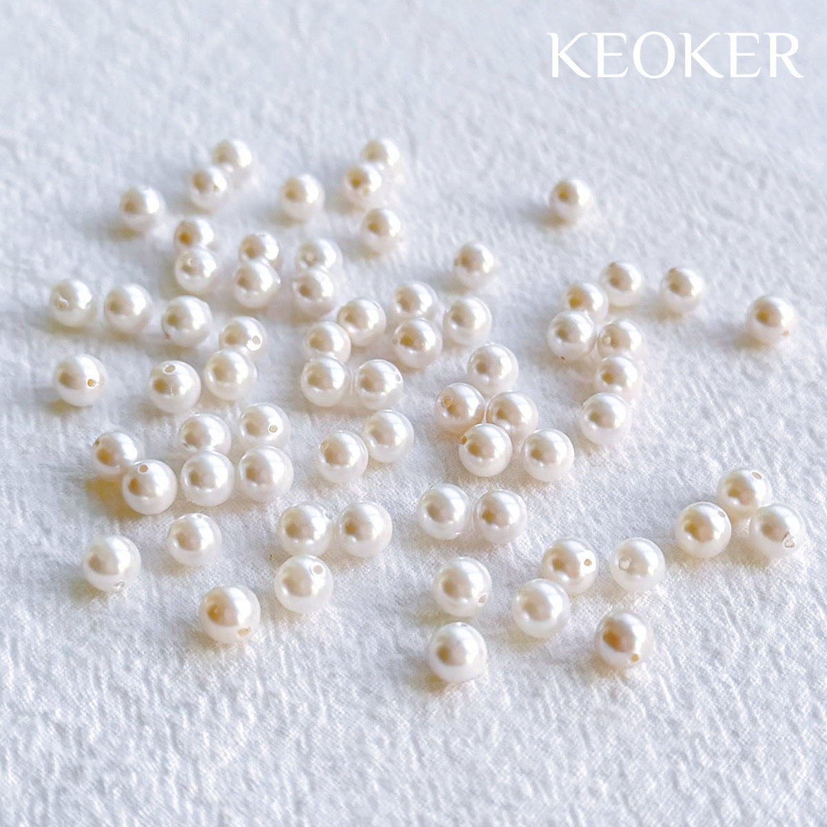 Perlas de concha redondas blancas de 6 mm de KEOKER (aproximadamente 63 piezas)