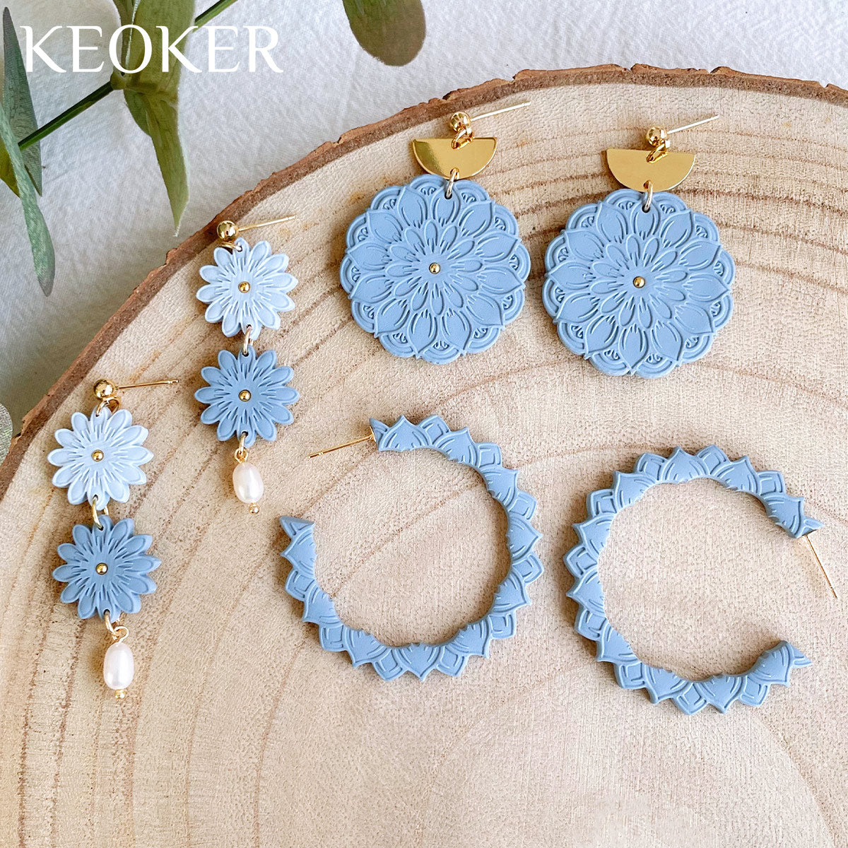 KEOKER Mandala Polymer Clay Cutters & Texture Mats For Clay