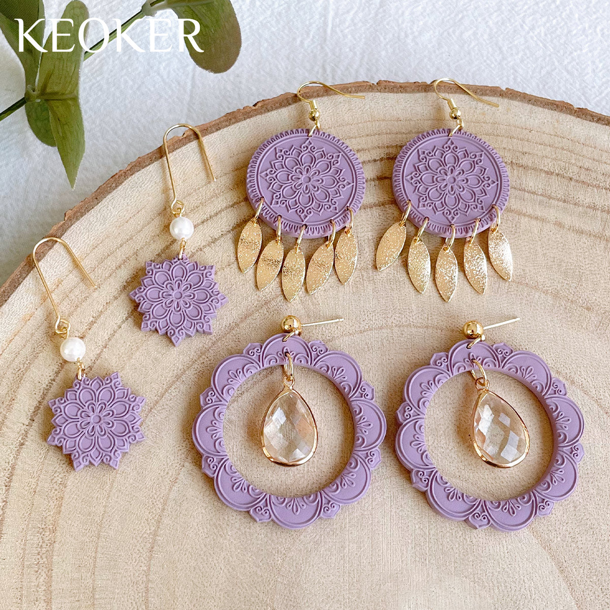 KEOKER Mandala Polymer Clay Cutters & Texture Mats For Clay