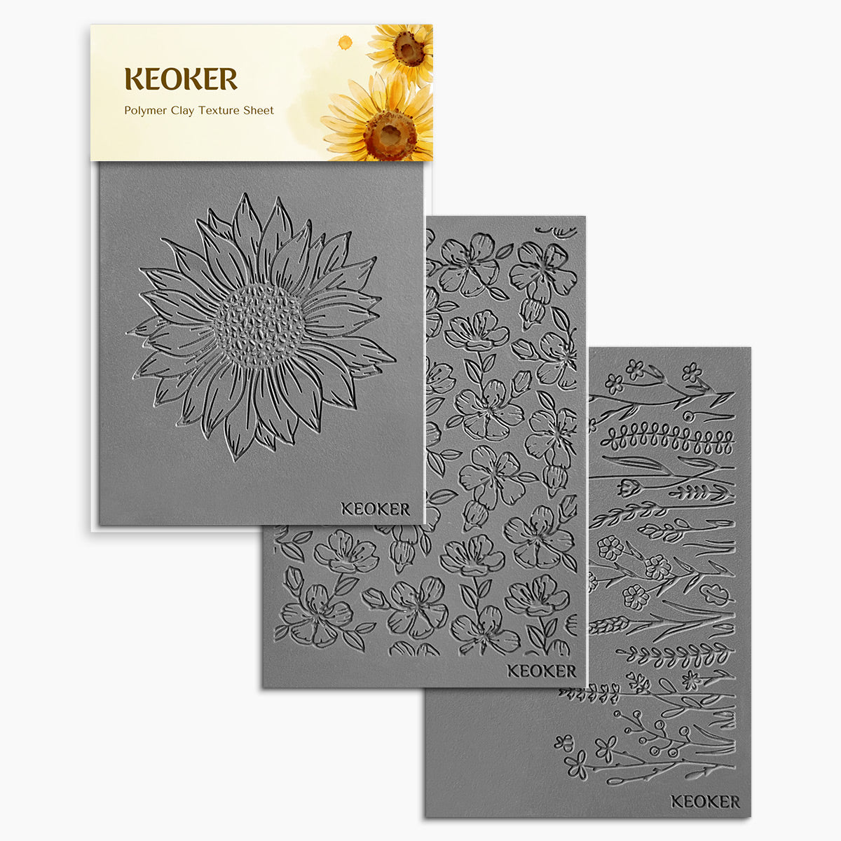 KEOKER Flower Polymer Clay Texture Sheets