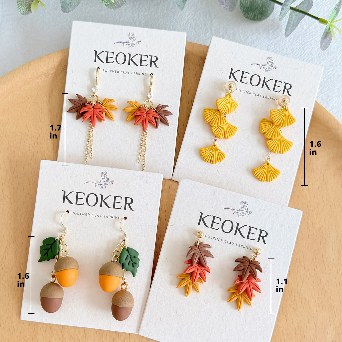 KEOKER Leaf Polymer Clay Earrings