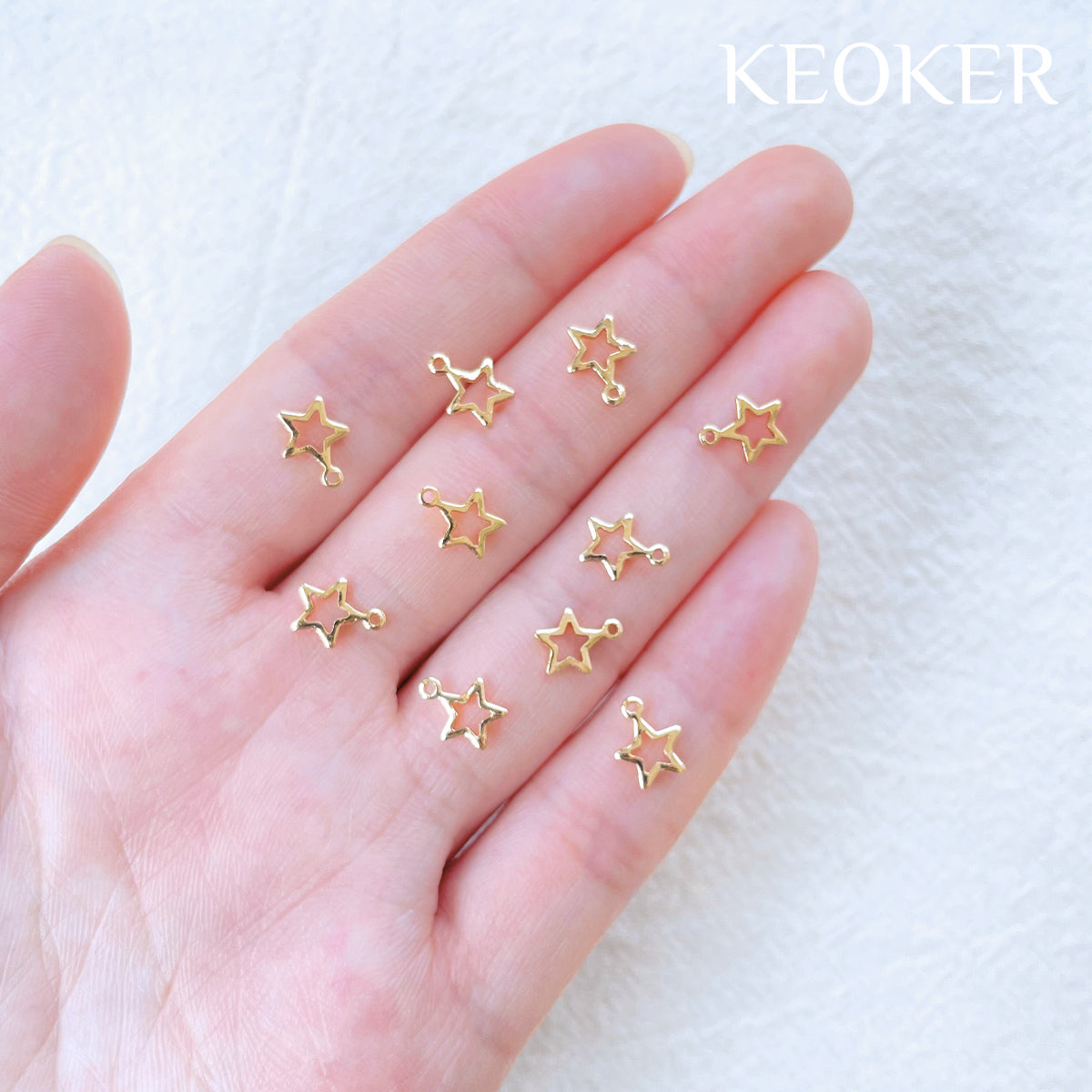 Dije de estrella de 6 mm relleno de oro de 14 quilates de KEOKER con lazo (10 piezas)