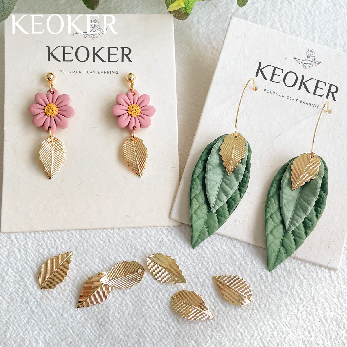 KEOKER Leaf Clay Cutters & Molds (7 Shapes & 2 molds)