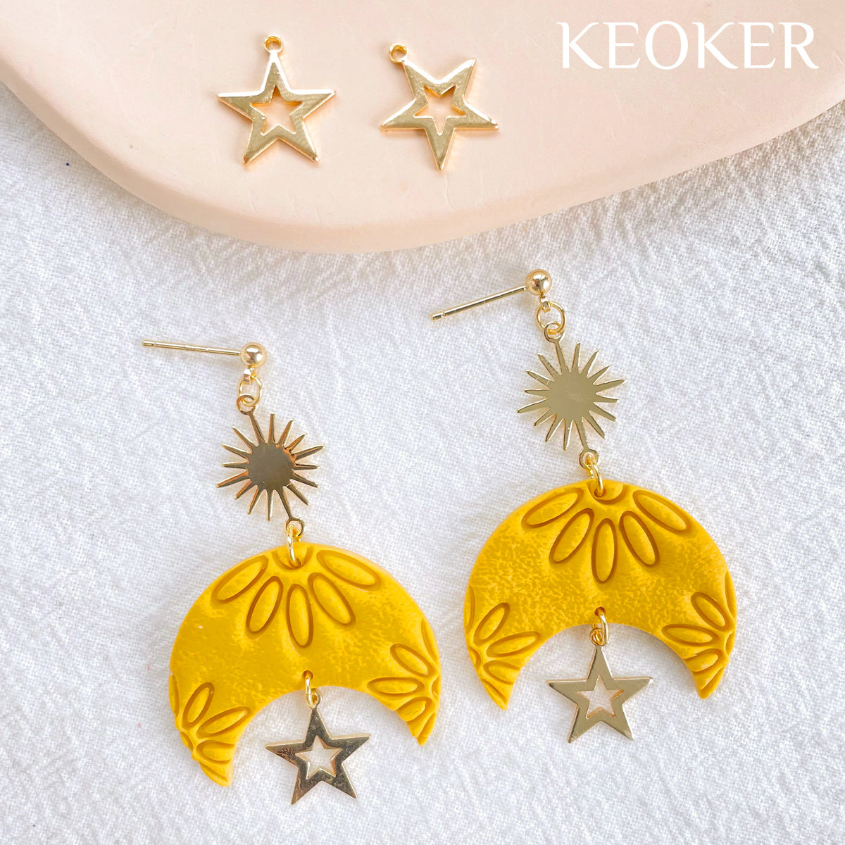 Dije de estrella de 12 mm relleno de oro de 14 quilates de KEOKER con lazo (10 piezas)