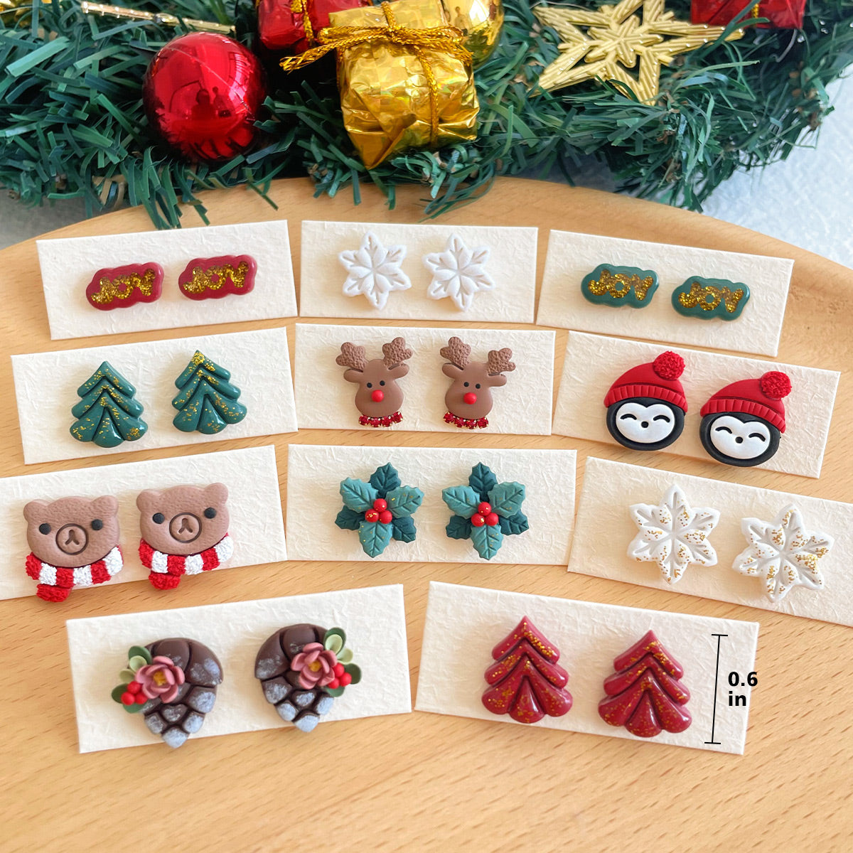 KEOKER Christmas Polymer Clay Stud Earrings