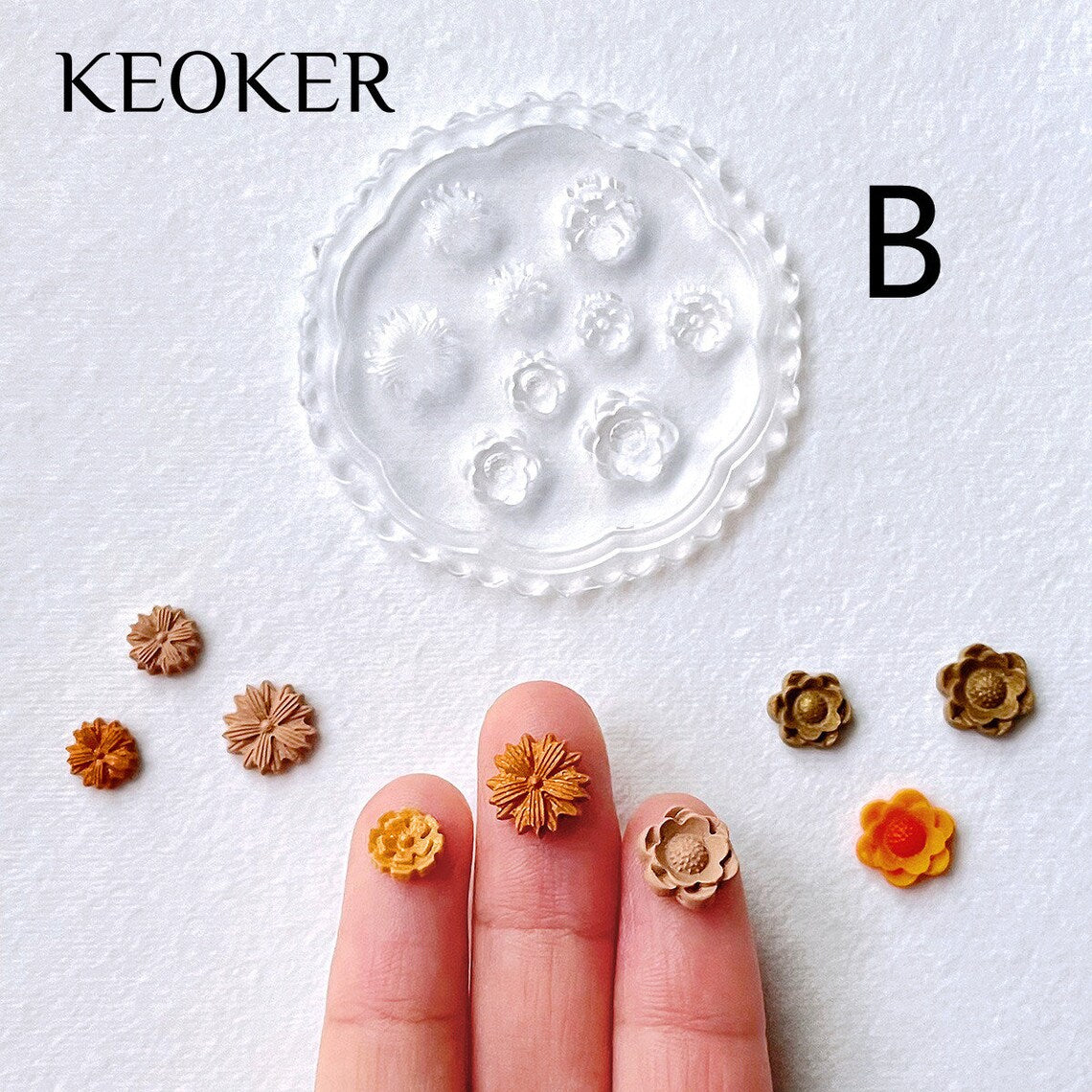 Moldes de arcilla polimérica con forma de mini flores de KEOKER (4 piezas)