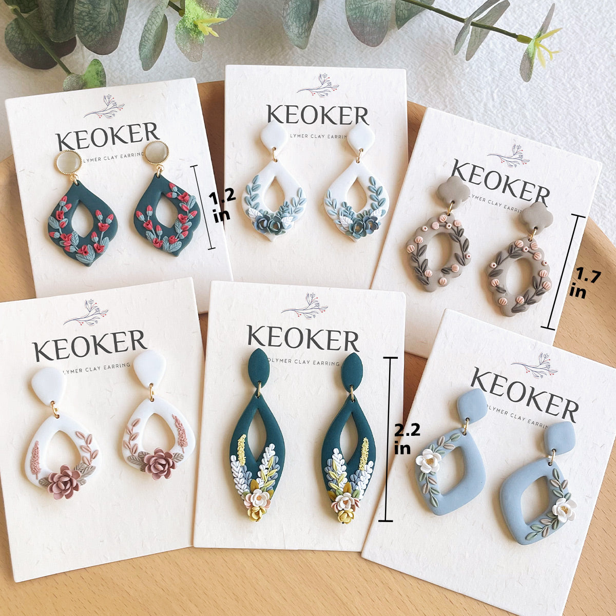 Pendientes de arcilla polimérica con diseño floral de KEOKER