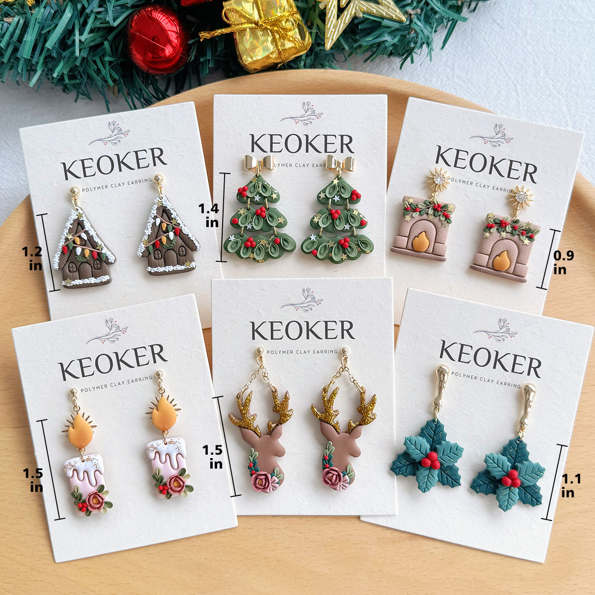 KEOKER Christmas Polymer Clay Earrings