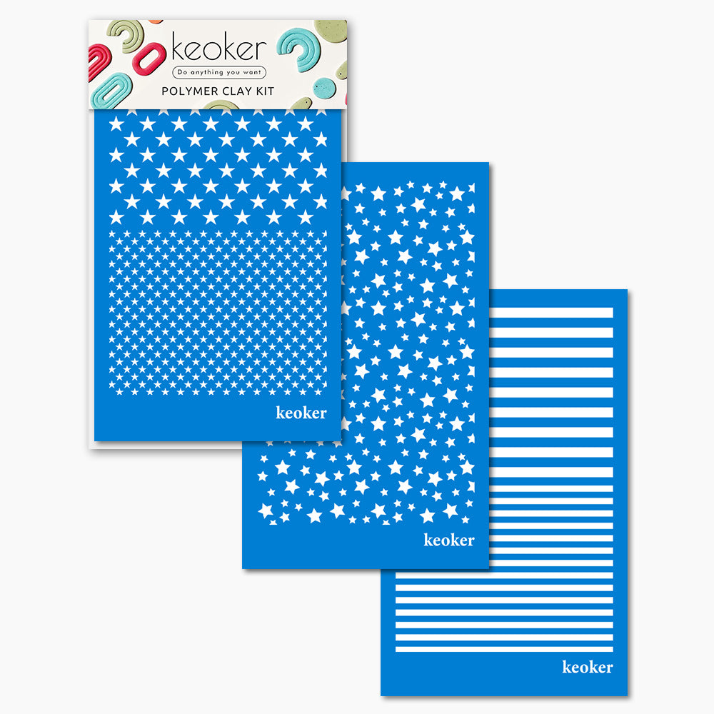 KEOKER Stars Silk Screen for Polymer Clay (American Flag)