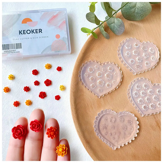 Moldes de arcilla polimérica con forma de mini flores de KEOKER (4 piezas) 