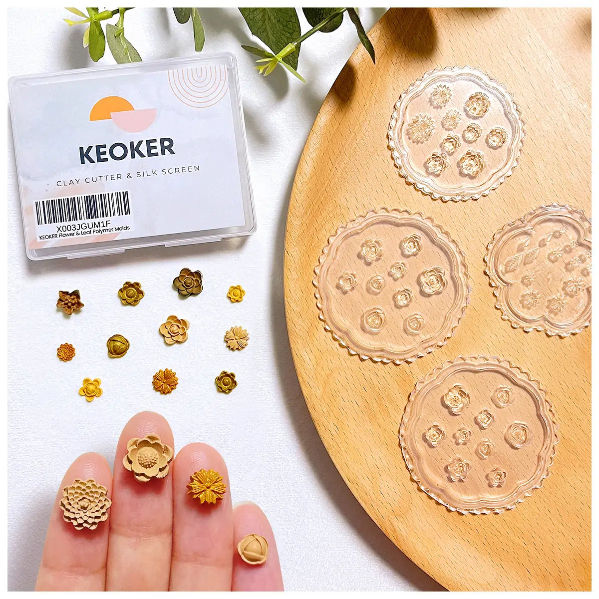 KEOKER Mini Flower Polymer Clay Molds(4 Pcs)