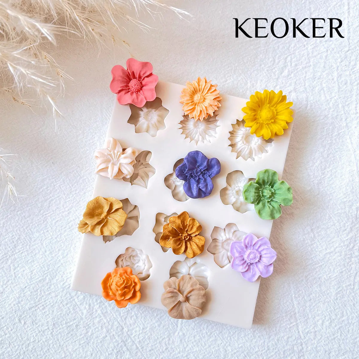 KEOKER Flower Polymer Clay Molds(Medium Flower)