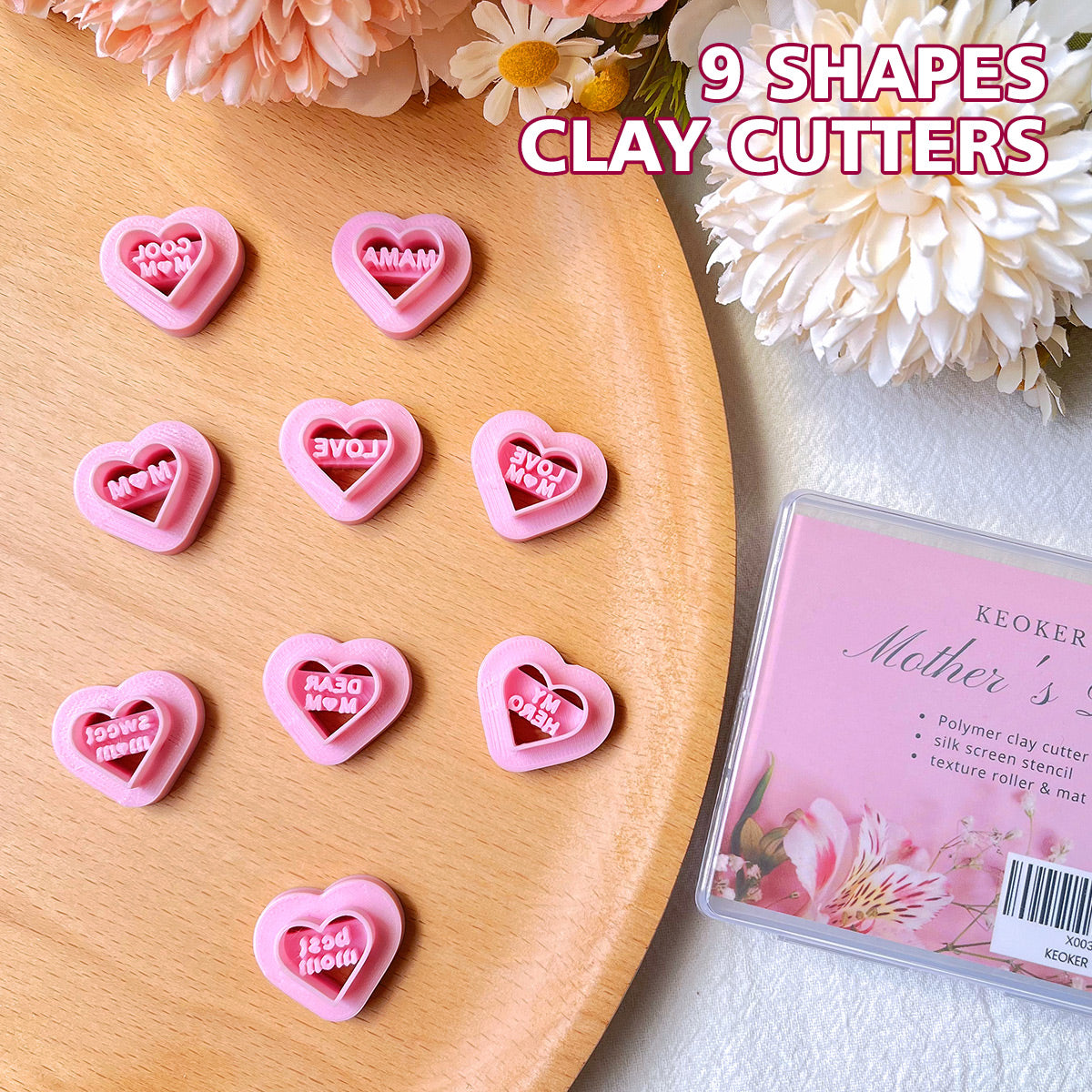 KEOKER Mom Heart Polymer Clay Cutters(9 Shapes)