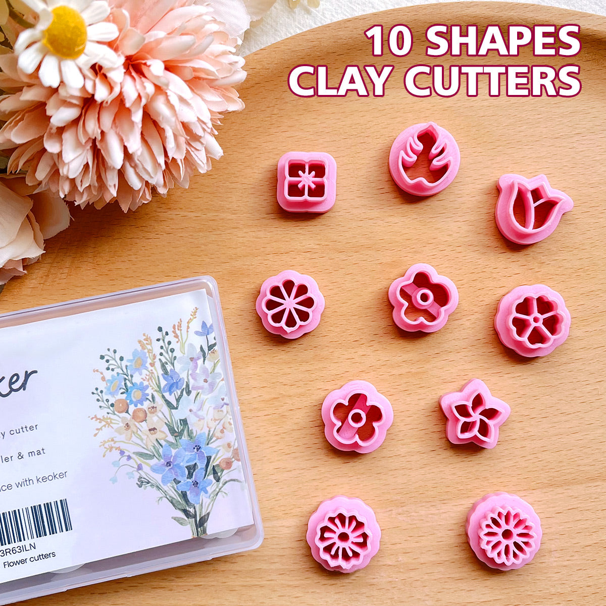 KEOKER Floral Clay Earrings Cutters(10 Shapes)