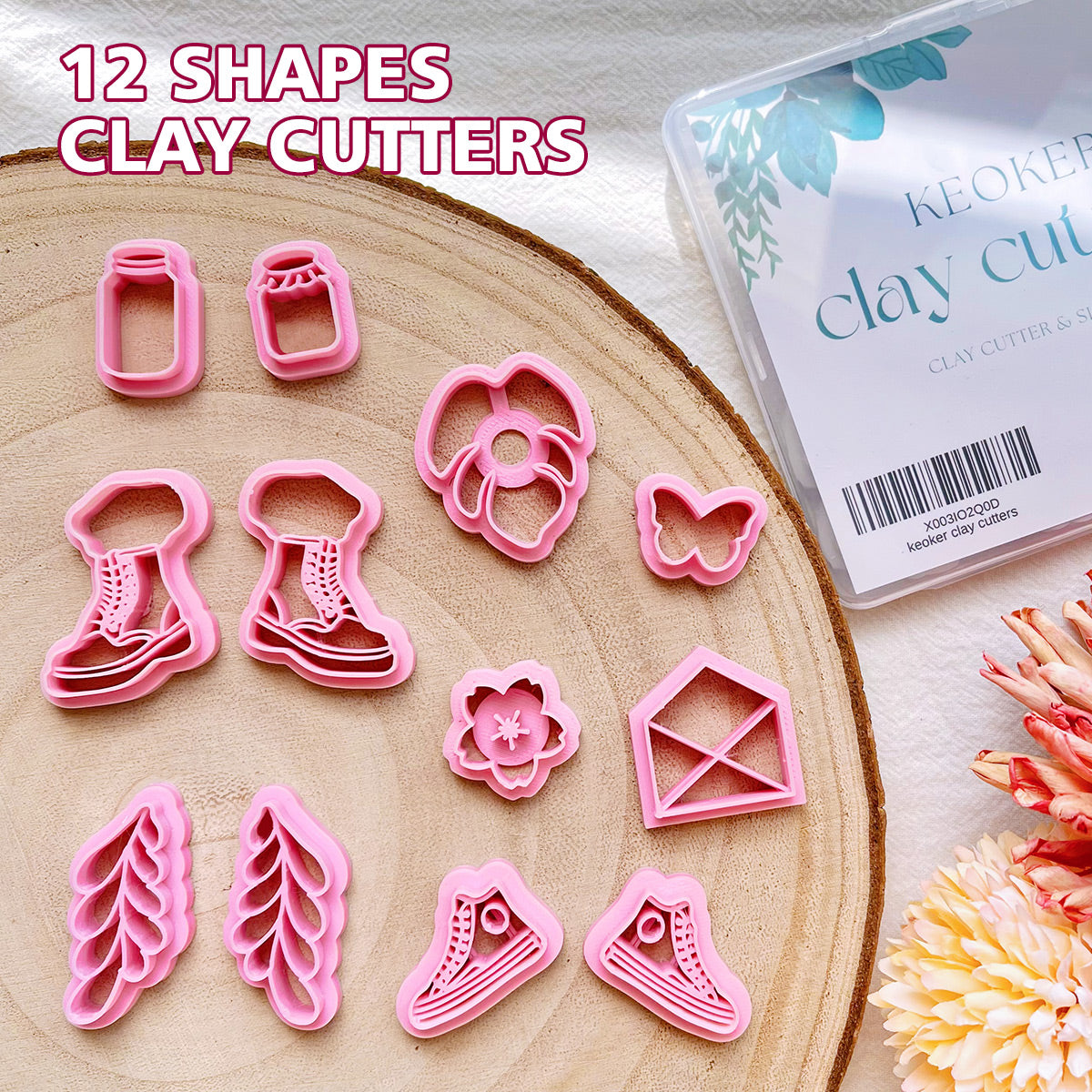 KEOKER Spring Floral Polymer Clay Cutters(12 Shapes)