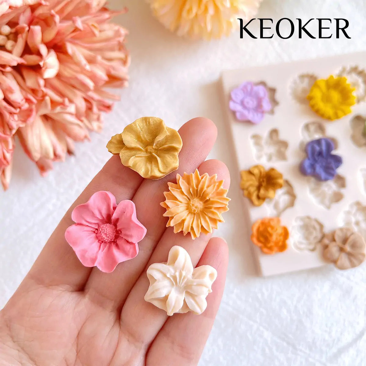 KEOKER Flower Polymer Clay Molds(Medium Flower)