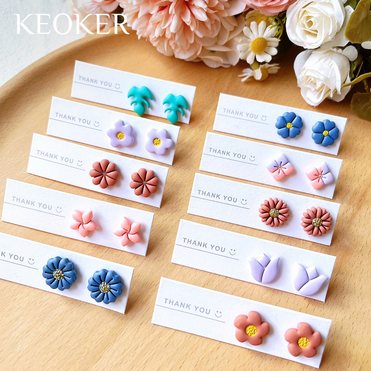 KEOKER Floral Clay Earrings Cutters(10 Shapes)