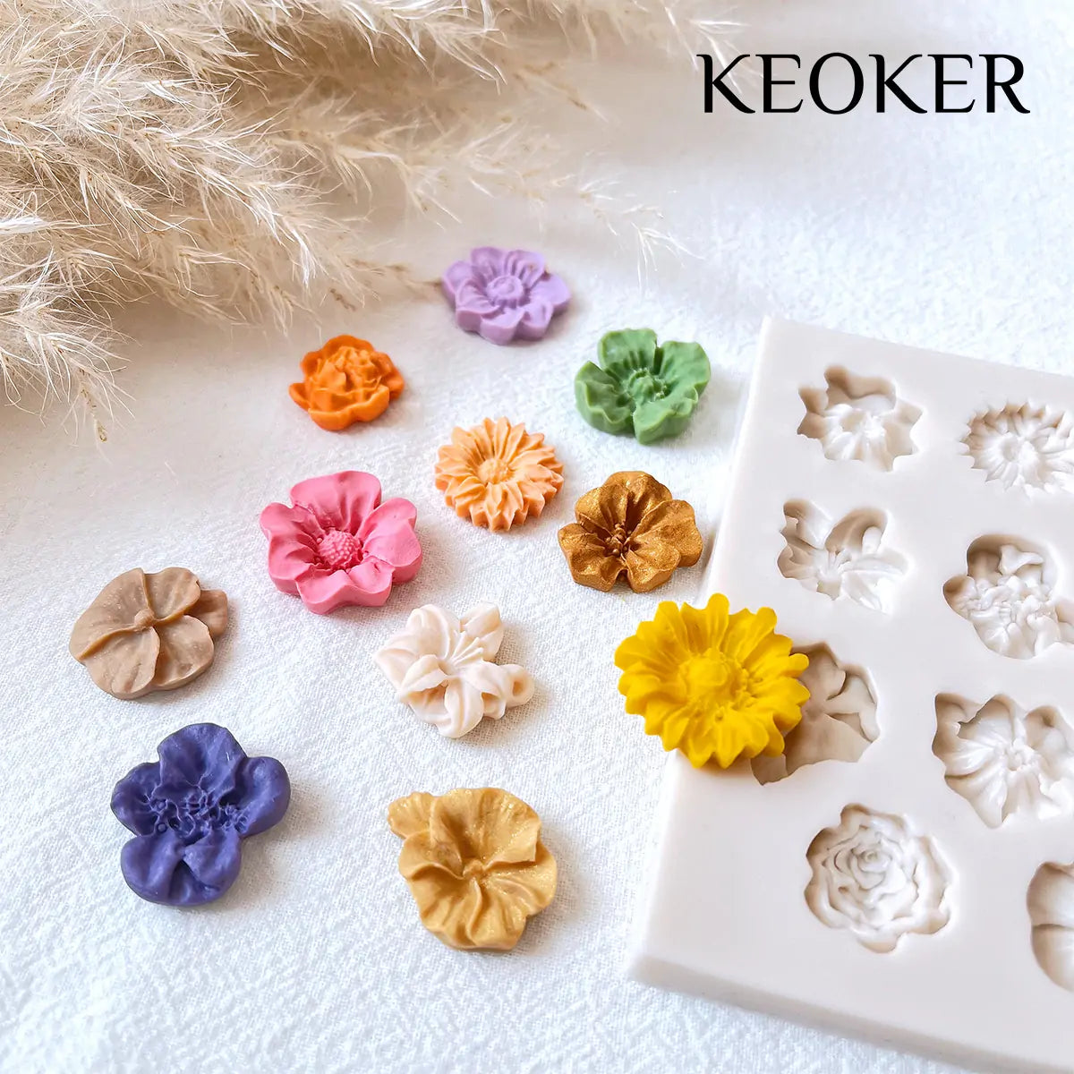 KEOKER Flower Polymer Clay Molds(Medium Flower)