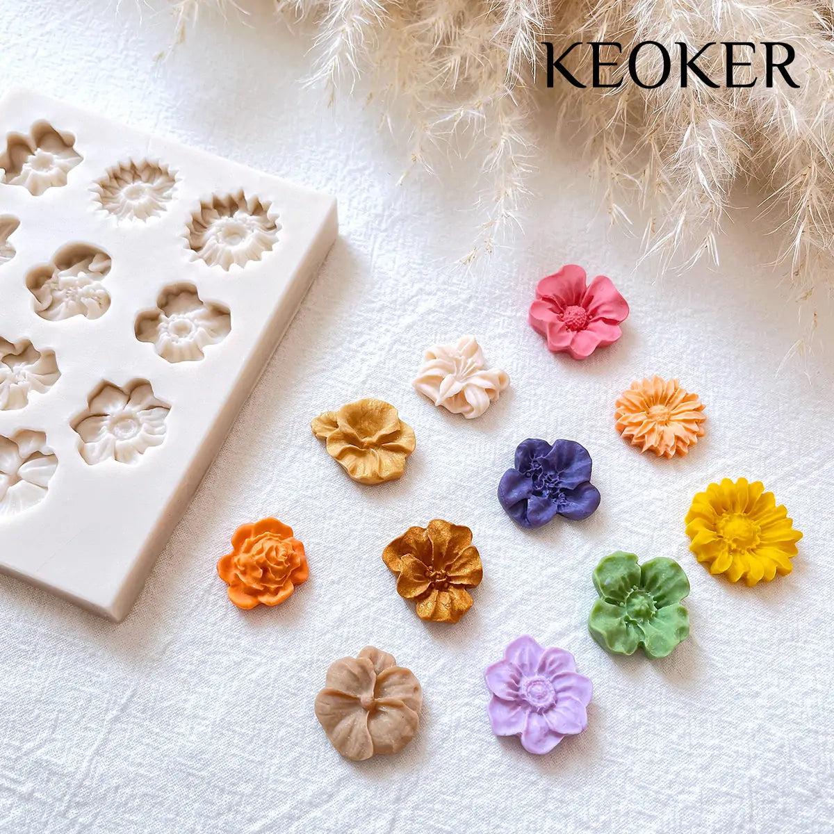 KEOKER Flower Polymer Clay Molds(Medium Flower)