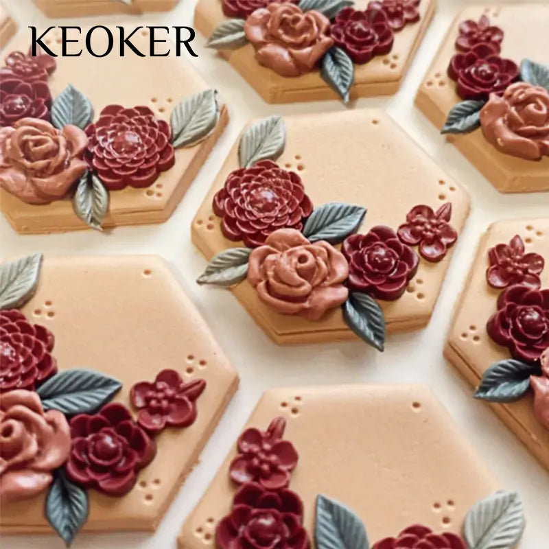 KEOKER Flower Polymer Clay Molds - 4 Pcs & Leaf Mini &