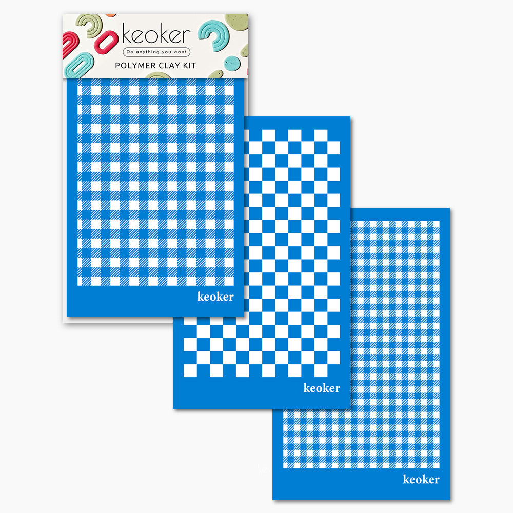 KEOKER Buffalo Plaid Silk Screen for Polymer Clay(3PCS)