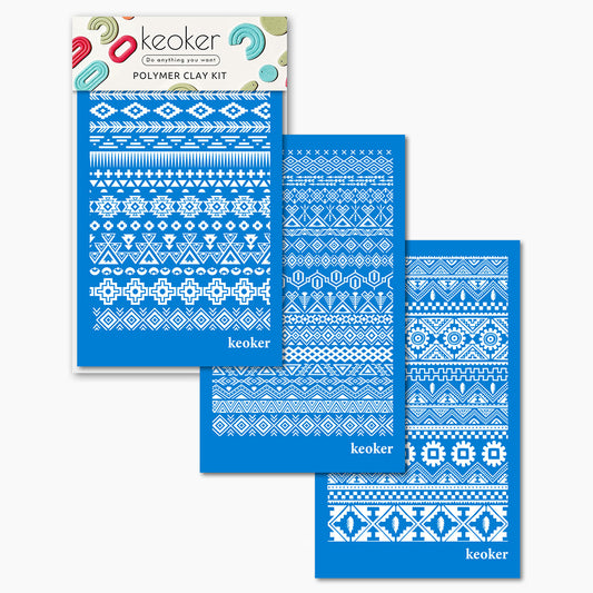 KEOKER Aztec Silk Screen Stencils for Polymer Clay(3PCS）