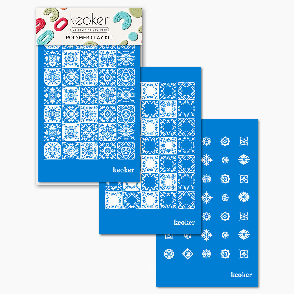 KEOKER Tile Silk Screen for Polymer Clay(3PCS)